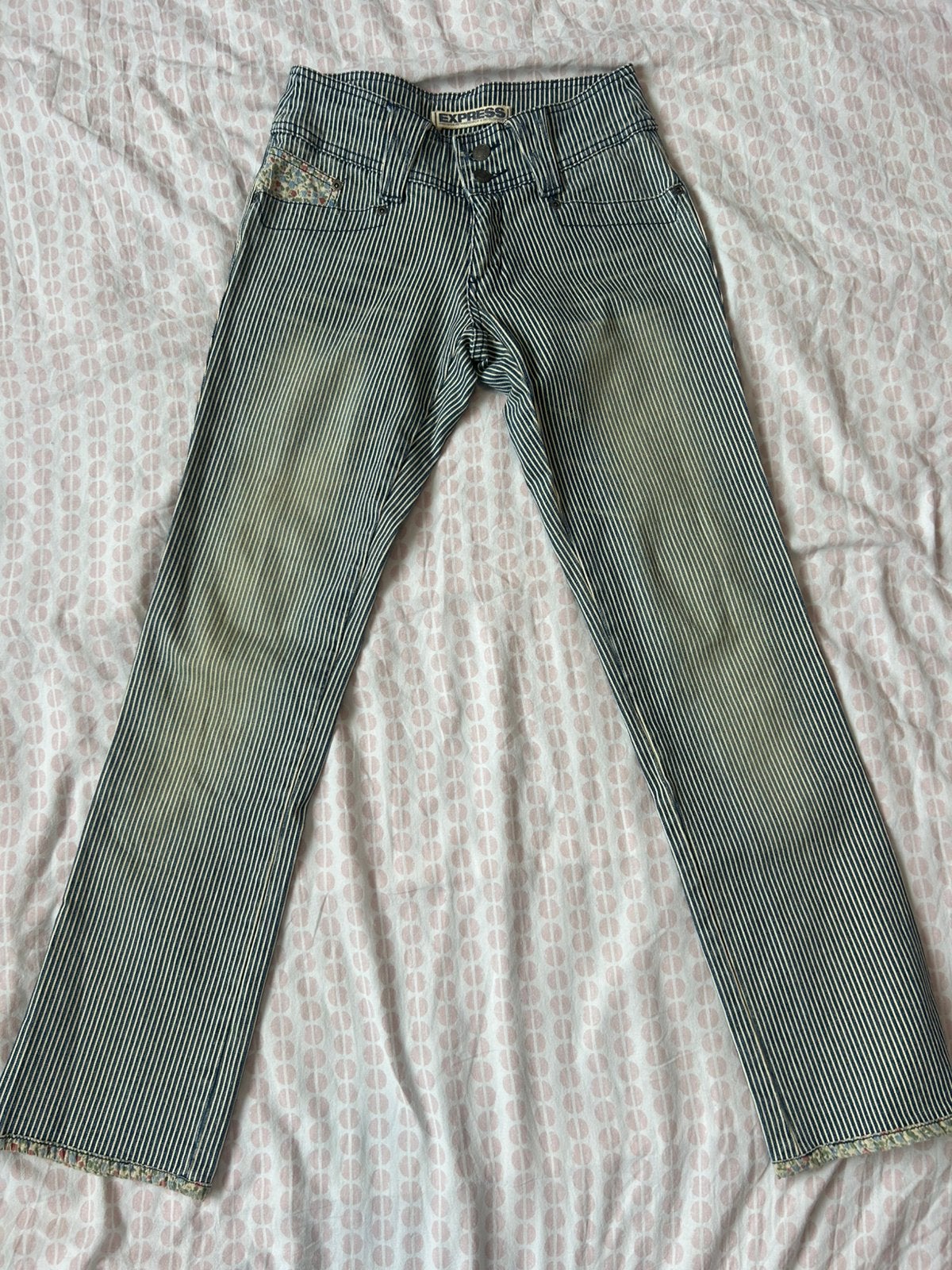 Vintage Y2K Gestreepte Flared Jeans - Maat XS - Zeldzaam!, Ophalen of Verzenden, Gedragen, Blauw, W27 (confectie 34) of kleiner