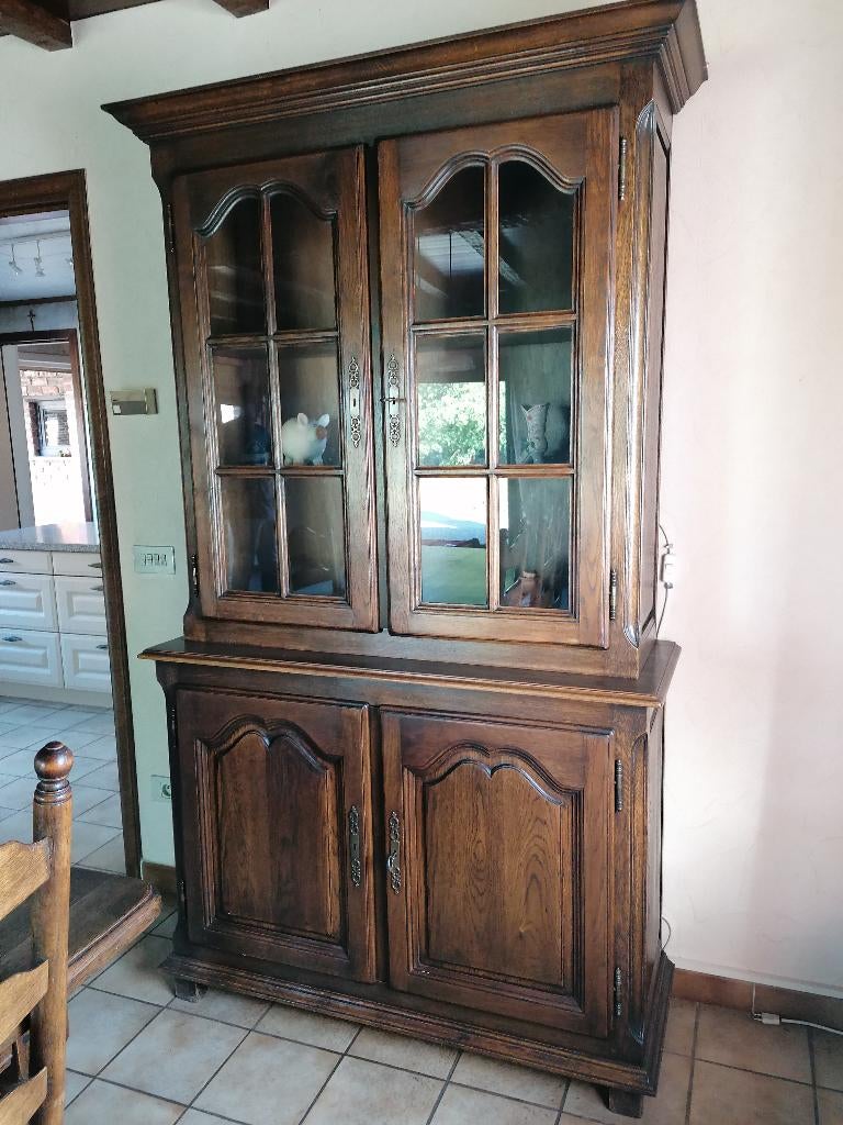Vitrinekast in eik, Huis en Inrichting, Ophalen, Eikenhout, 50 tot 100 cm, 150 tot 200 cm