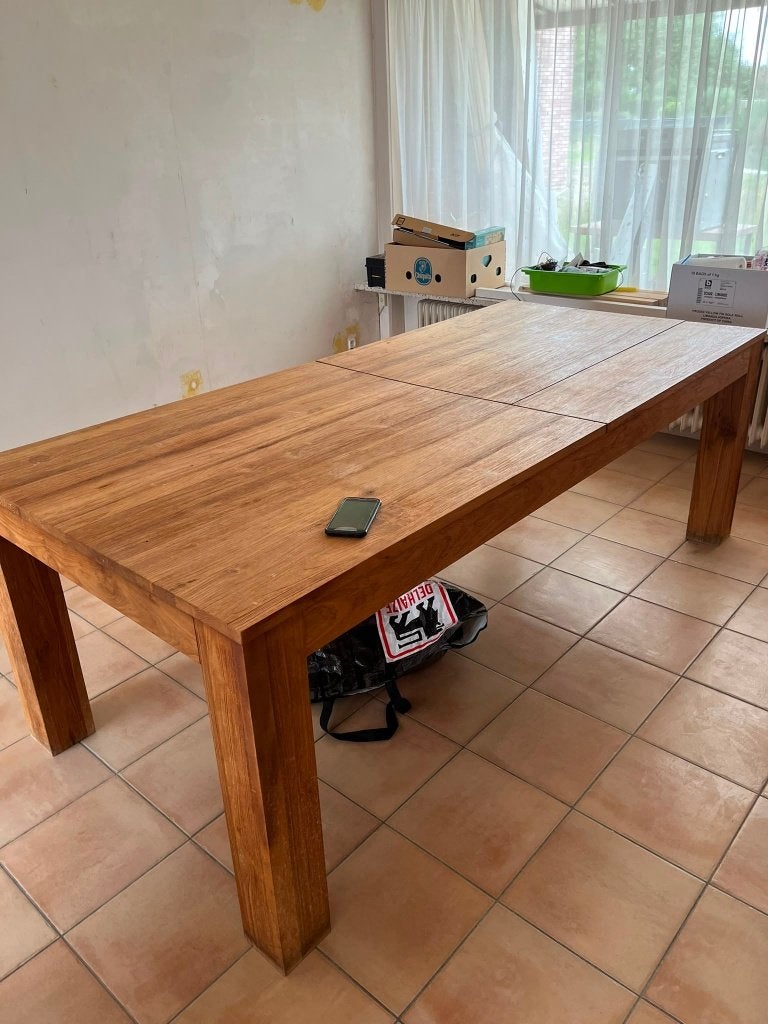 Tafel teak prananatha lokeren, Ophalen, Gebruikt, Teakhout, 200 cm of meer