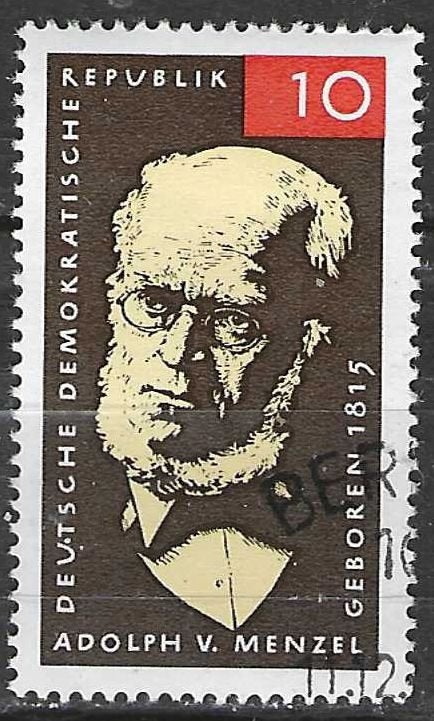 Allemagne RDA 1965 - Yvert 789 - Adolph von Menzel (ST), Envoi, RDA, Affranchi