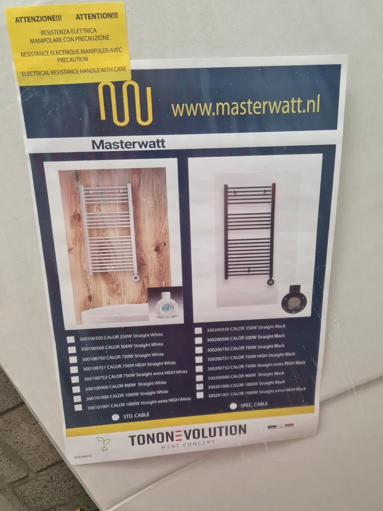 Radiateur sèche-serviettes Masterwatt Calor Black 1000W — NE, Enlèvement