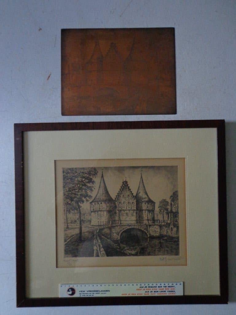 ets + etsplaat van Antoon J. Van Hoecke "Rabot (Gent)", Antiquités & Art, Art | Eaux-fortes & Gravures, Eau-forte, 1950 - 1999
