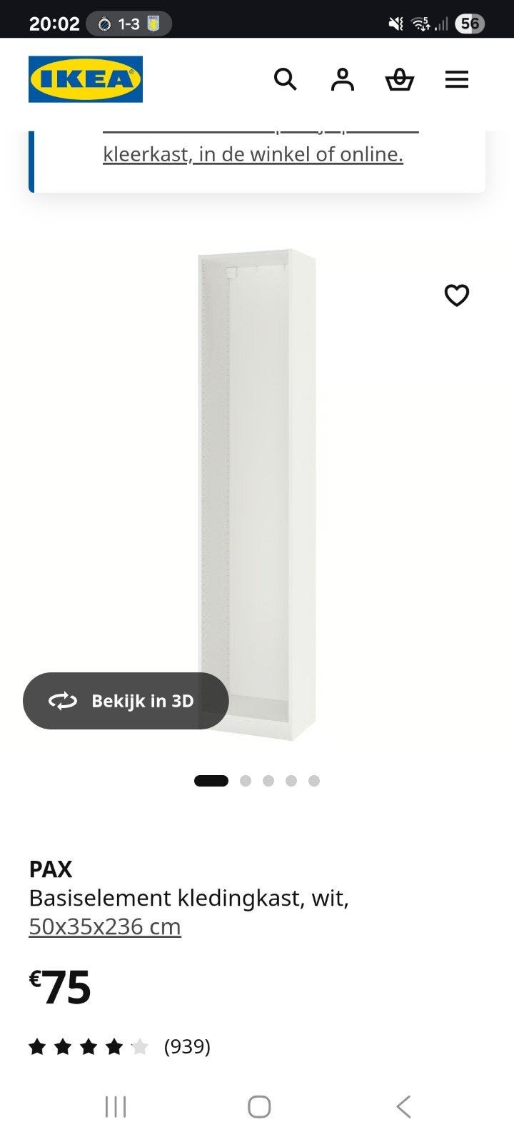 2 kasten Pax 50 x 35 x 236, Enlèvement