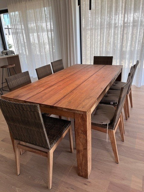 Tafel met stoelen, Huis en Inrichting, Ophalen, 100 tot 150 cm, Massief hout, Teakhout