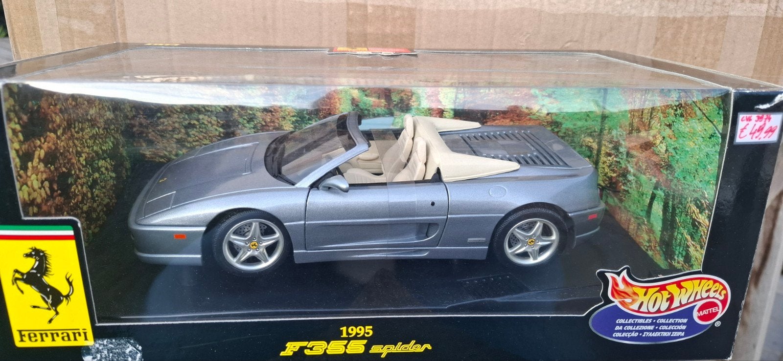 1/18 Hot Wheels Ferrari F355 Spider    Silver Metallic 1995, Hobby en Vrije tijd, Ophalen of Verzenden, Nieuw, Auto, Hot Wheels