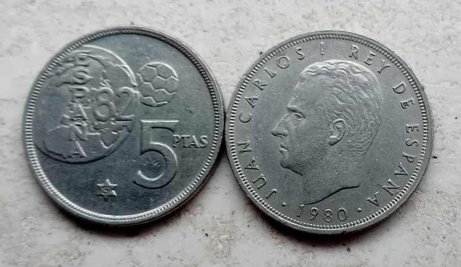 5 peseta’s 1980 (mundial 82 ), Ophalen, Losse munt