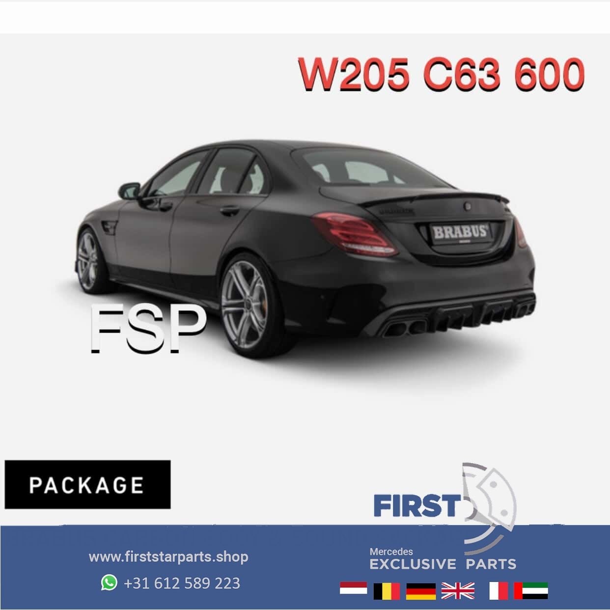 W205 C63 S BRABUS 600 PAKKET CARBON BUMPERS + INTERIEUR + VE, Gebruikt, -, Ophalen of Verzenden, Bumper