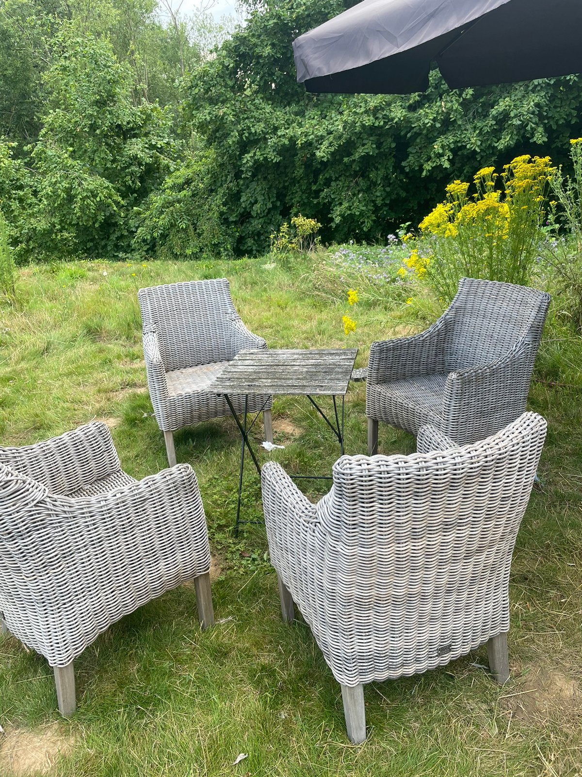 4 rieten tuinstoelen goede staat, Tuin en Terras, Ophalen