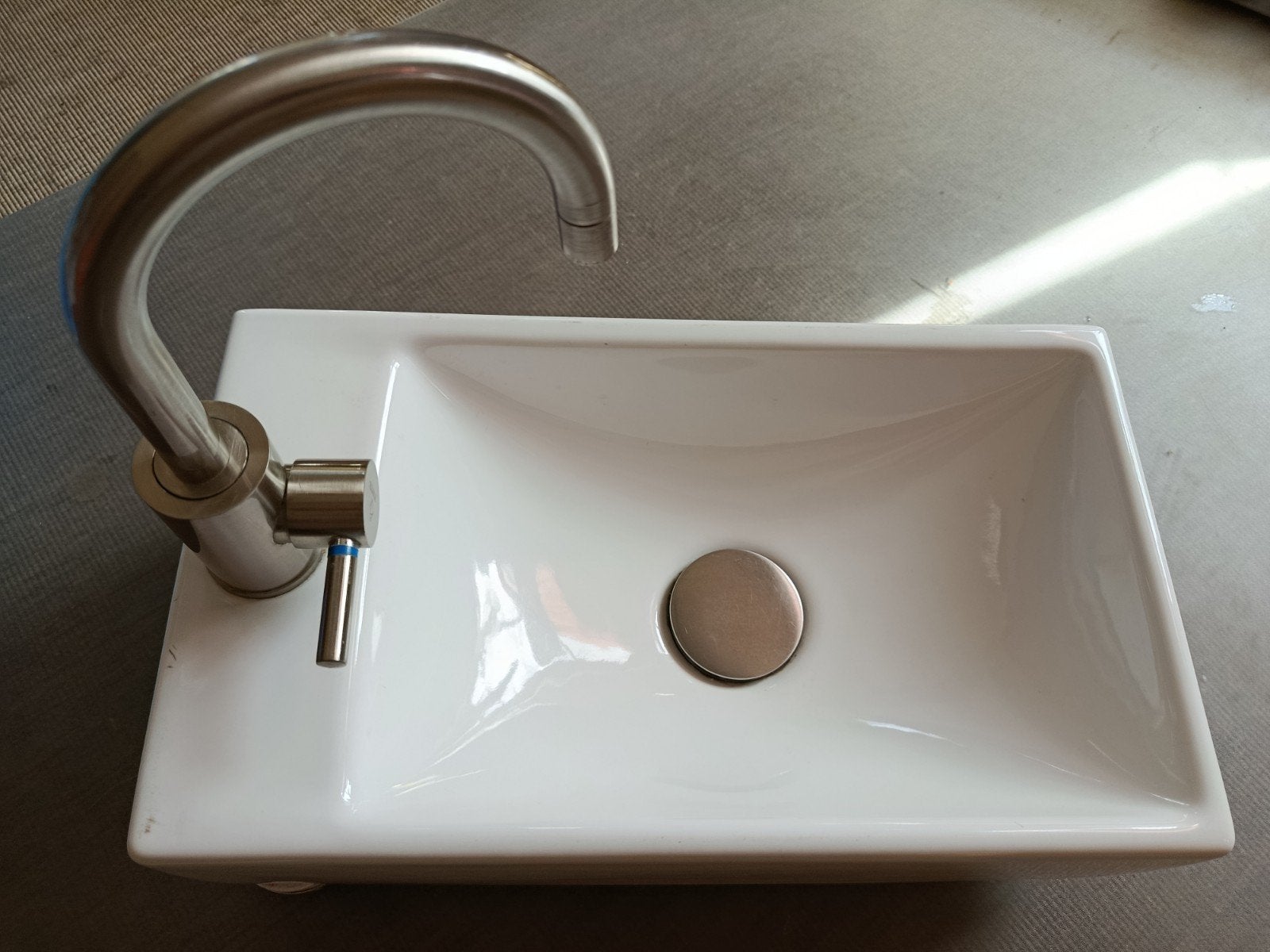 Handwasbak + kraan, Ophalen, Zo goed als nieuw, Inox, Wastafel