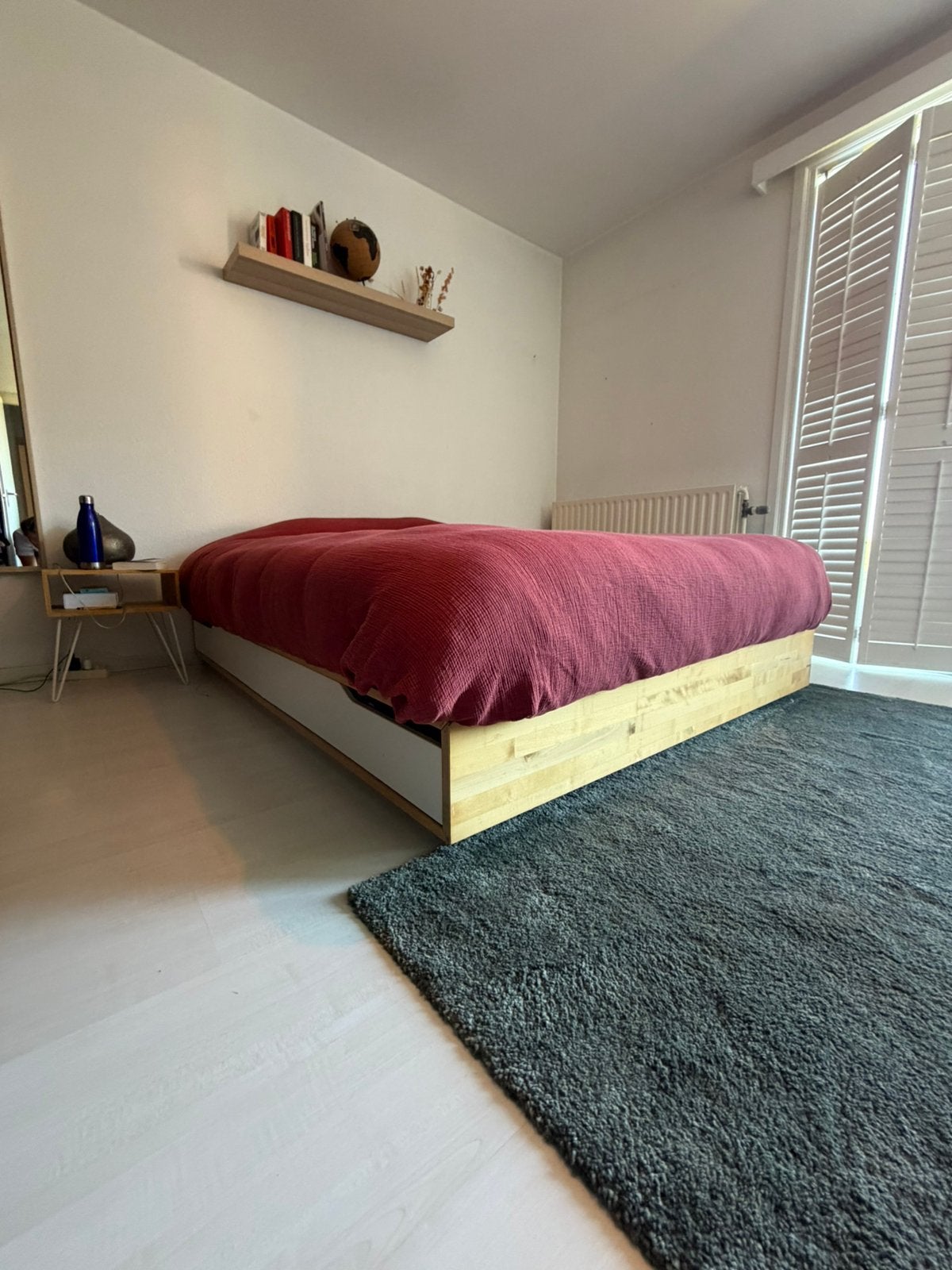 Bed 160x200, Huis en Inrichting, Ophalen, Bruin, Tweepersoons, Zo goed als nieuw