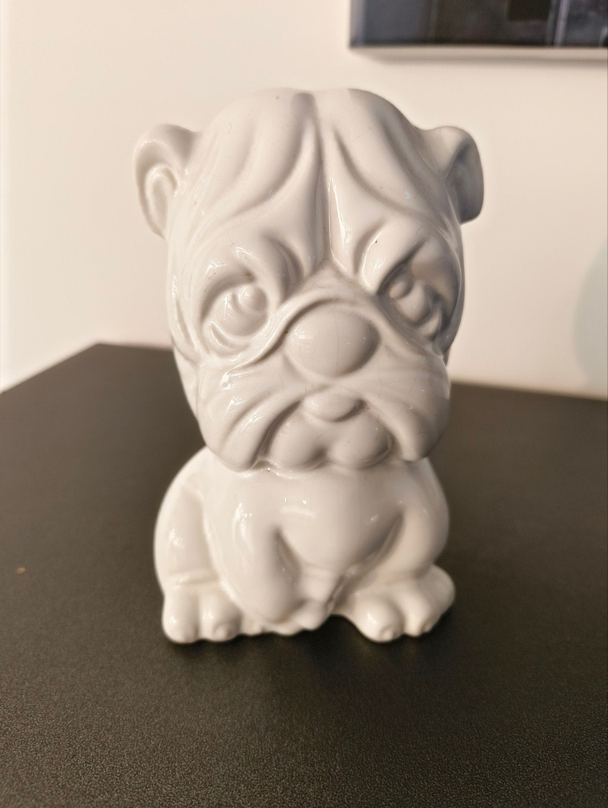 Prachtig Wit Keramieken Beeldje Engelse Bulldog – Modern, Ophalen of Verzenden