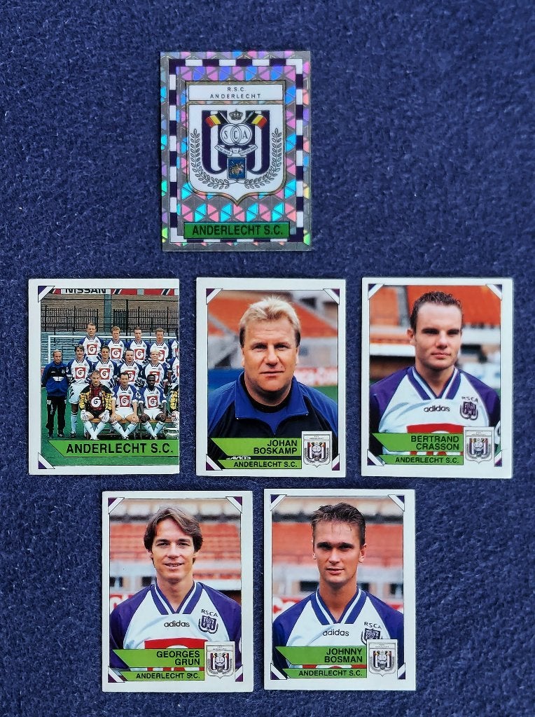6 versch. Panini stickers voetbal ' FB 1995 - Anderlecht ', Ophalen of Verzenden, Nieuw, Meerdere stickers