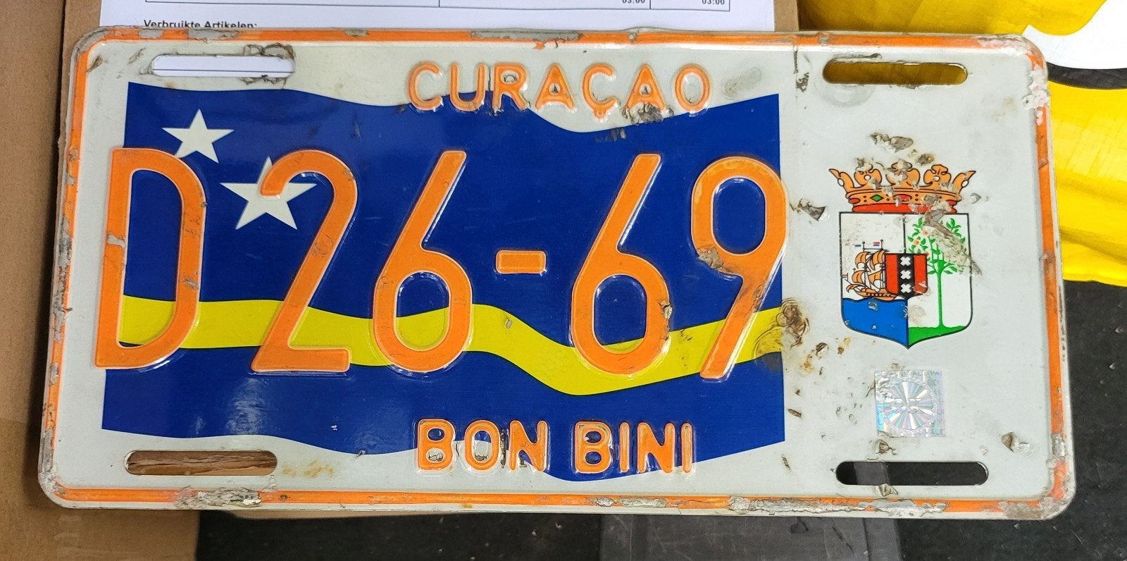 plaque d'immatriculation originale de Curaçao, Collections, Collections Autre, Enlèvement