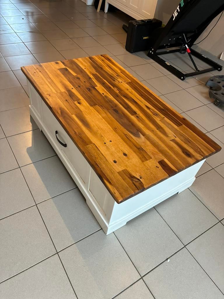 Salontafel met schuif, Ophalen, Gebruikt, 100 tot 150 cm, Eikenhout