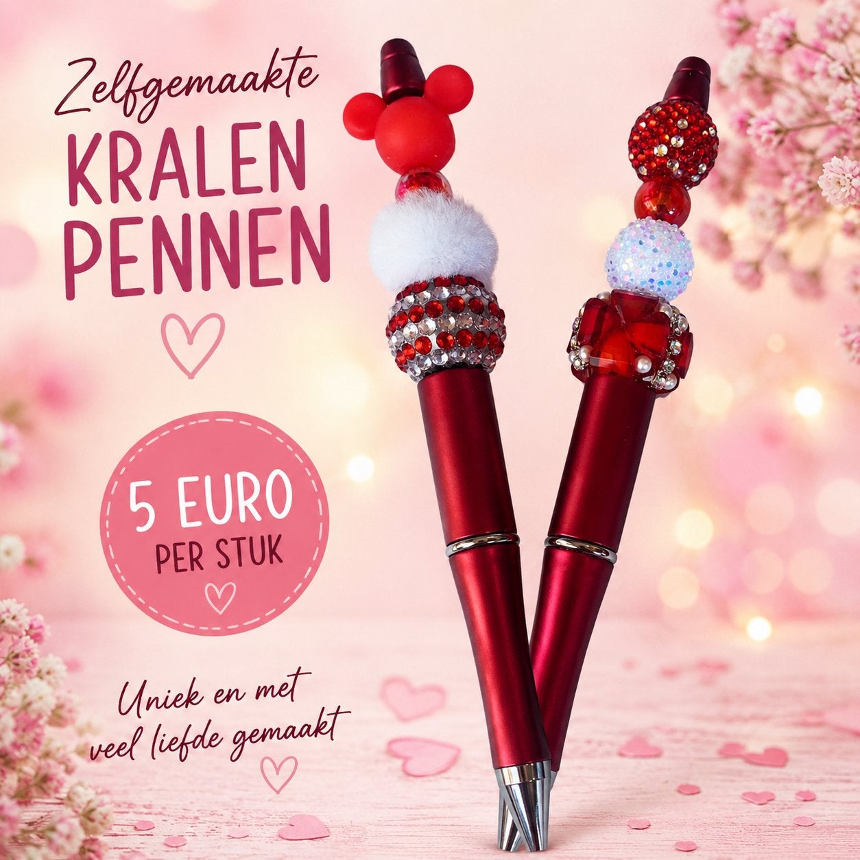 Kralen pennen rood, Ophalen