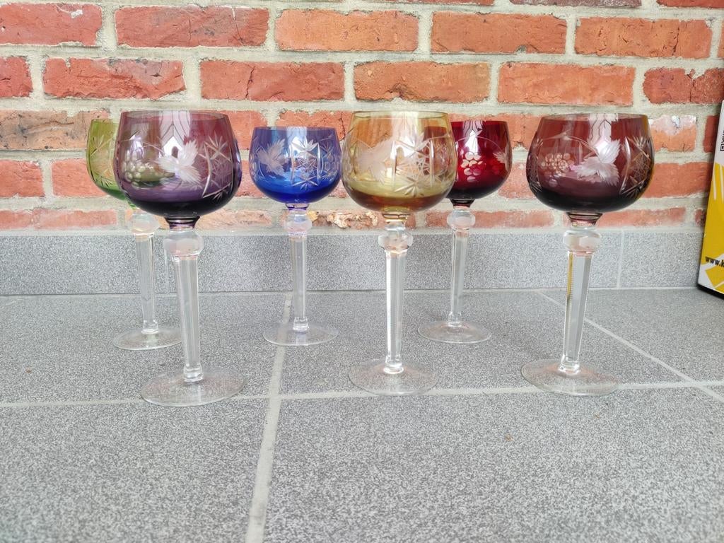 Set van 6 Antieke wijnglazen HORTENSJA, Ophalen