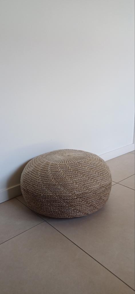 Pouf tressé style bohème / naturel, Enlèvement