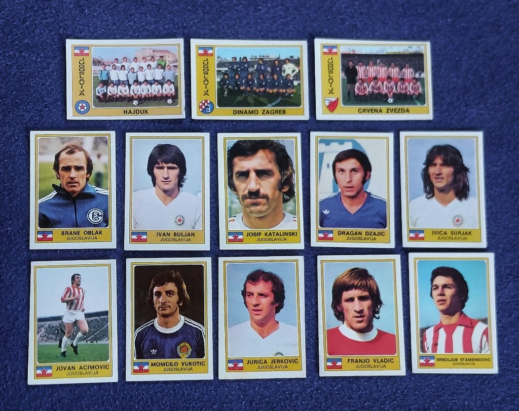 13 versch. Panini stickers voetbal ' Euro 1976 - Joegsl. ', Ophalen of Verzenden, Nieuw, Meerdere stickers