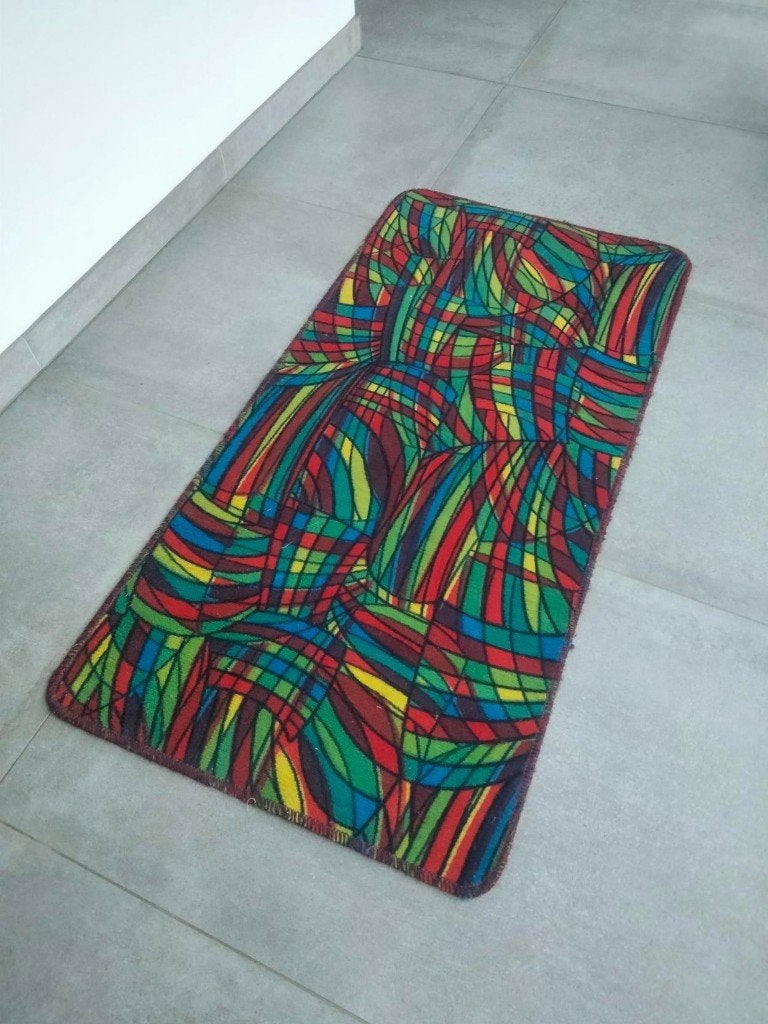 1980s vintage postmodern mat tapijt carpet 120 x 59cm, 100 à 150 cm, Enlèvement ou Envoi, Utilisé, 50 à 100 cm