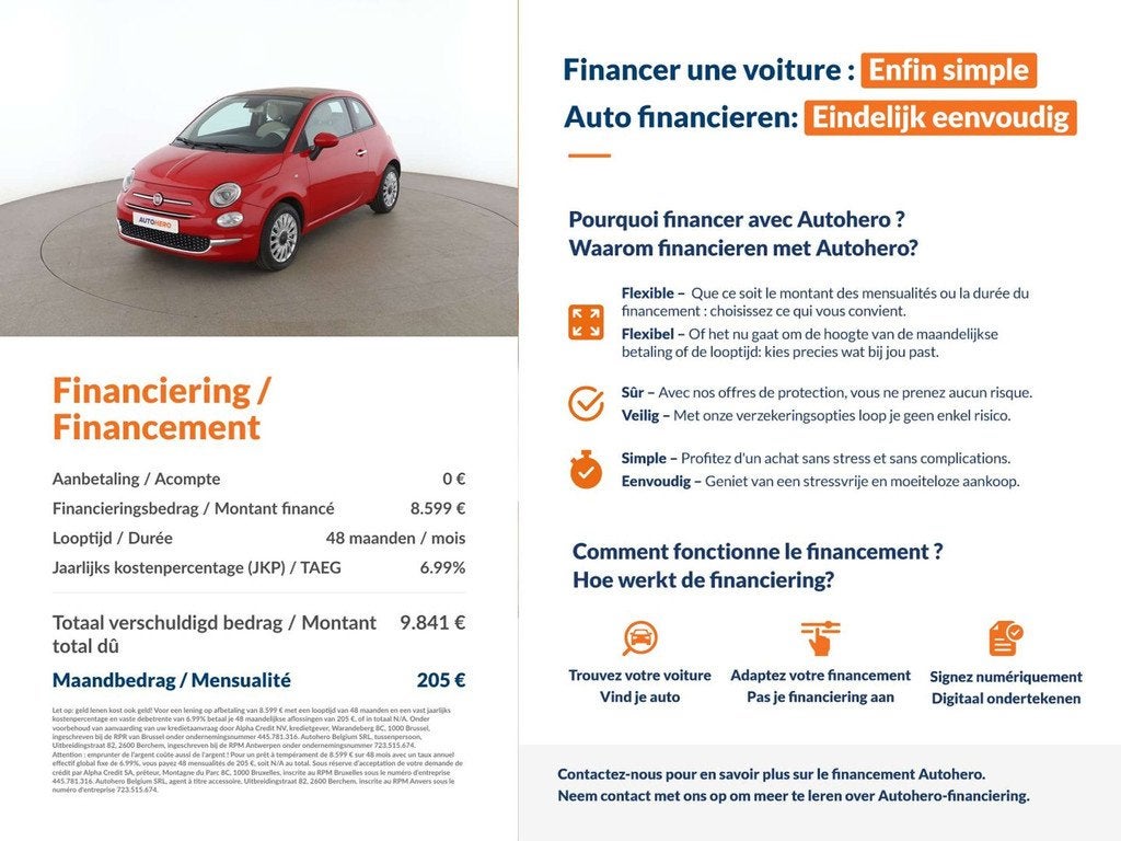 Fiat 500C 1.0 Mild-Hybrid Lounge, Achat, Euro 6, Boîte manuelle, 1055 kg