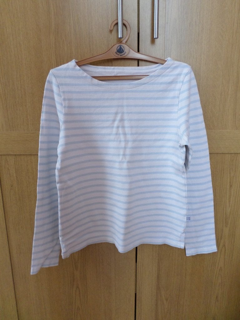 Petit Bateau lichtblauwe witte gestreepte trui marinière S, Blauw, Petit Bateau, Ophalen of Verzenden, Maat 36 (S)