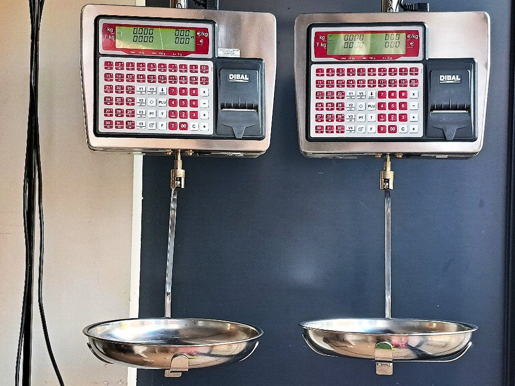 weegschaal  x 2 DIBAL hangweegschalen, Ophalen, Winkelweegschaal, 1 tot 500 gram, 10 tot 50 kg