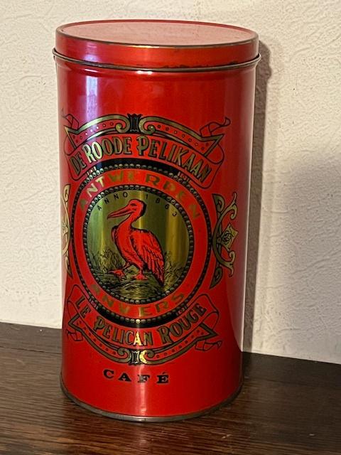 Blikken doos koffie de rode pelikaan Antwerpen, Verzamelen, Blikken, Ophalen, Koffie