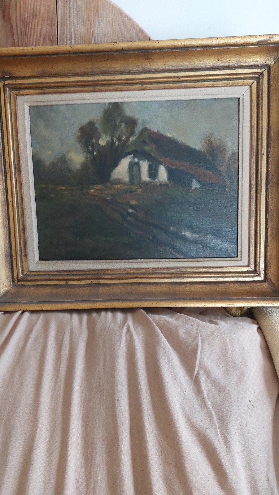 Nostalgisch schilderijtje in vintage kader, Ophalen, Vintage