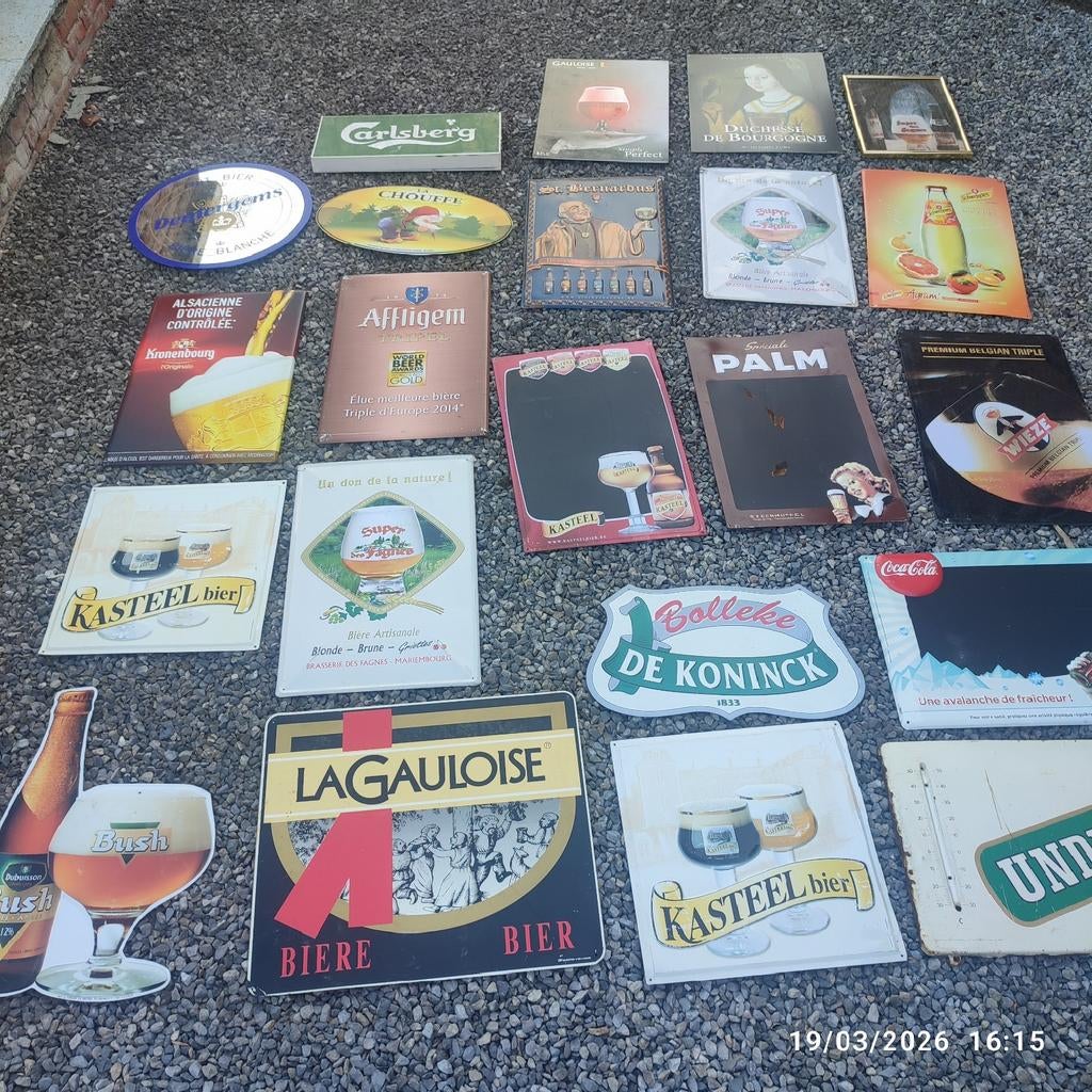 Set 22 advertenties voor gebruikte brouwerijen., Verzamelen, Ophalen, Gebruikt, Reclamebord, Plaat of Schild, Overige merken