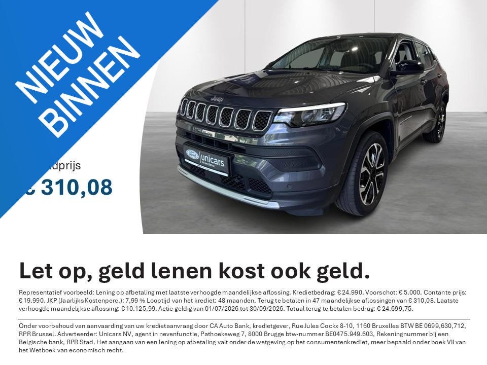 Jeep Compass 1.5 mHEV Turbo T4 130 DCT7 48V Limited, Gebruikt, Zwart, 4 cilinders, Compass