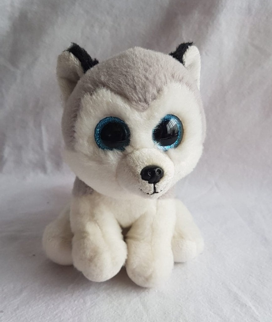 Knuffel wolf met blinkende oogjes 15H 10B, Enlèvement ou Envoi, Comme neuf, Autres types, Gris