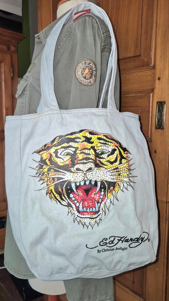 Ed Hardy katoenen schoudertas, Handtassen en Accessoires, Tassen | Schooltassen, Ophalen of Verzenden, Schoudertas