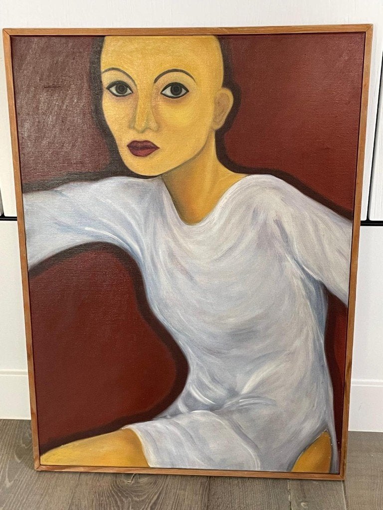 Modern Schilderij Laurent Reypens - Vrouwelijk Portret, Antiquités & Art, Art | Peinture | Moderne, Portrait, Peinture à l'huile