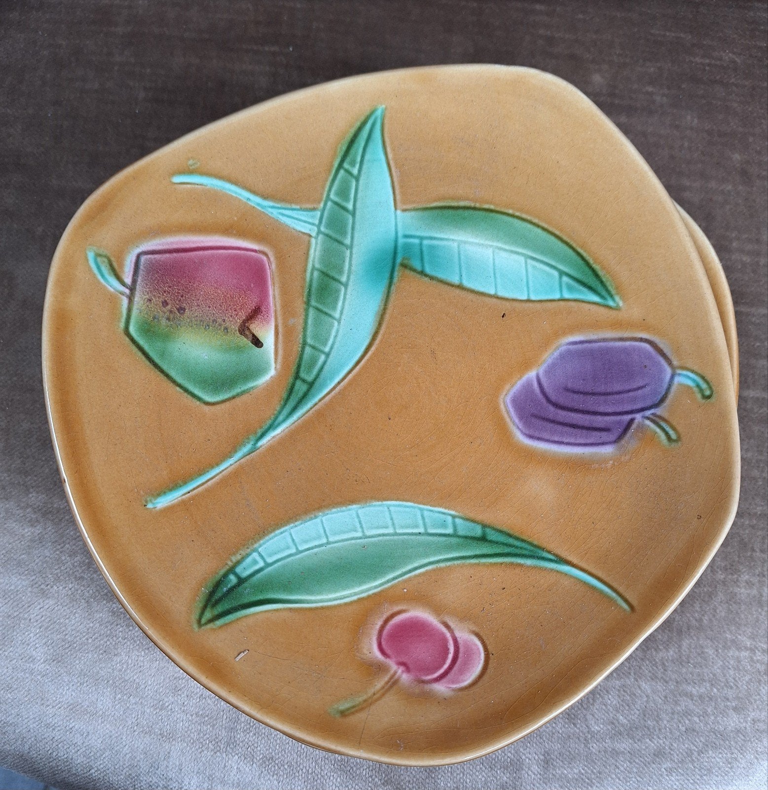 5 assiettes à dessert Sarreguemines., Maison & Meubles, Enlèvement ou Envoi, Vintage