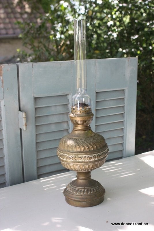 Retro vintage antieke oude Franse olielamp, Ophalen of Verzenden