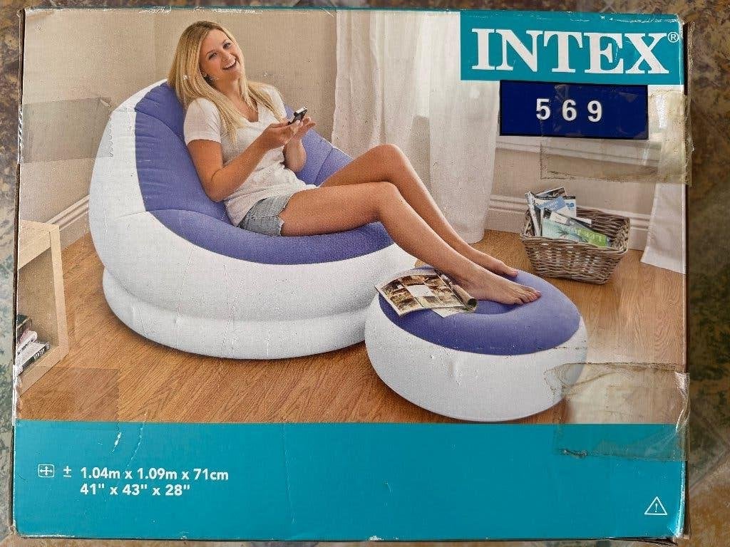 Fauteuil et pouf gonflable intex, Caravanes & Camping, Matelas pneumatiques, Enlèvement, Utilisé, 1 personne