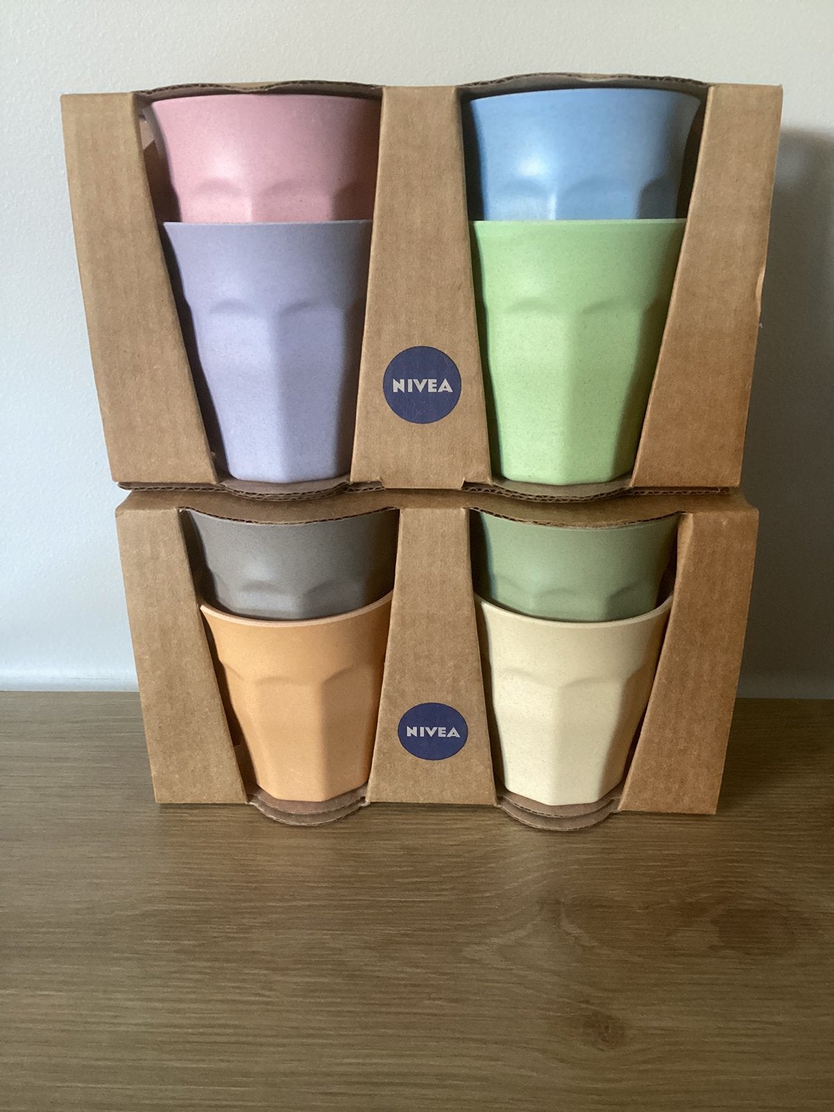 Nivea bamboe  drinkbekers potjes, Ophalen of Verzenden, Nieuw, Hout, Kop(pen) en/of Schotel(s)