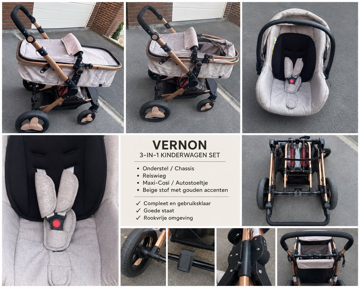 Set de poussette Vernon 3-en-1 – état parfait, Enlèvement, Comme neuf, Poussette, Maxi-Cosi