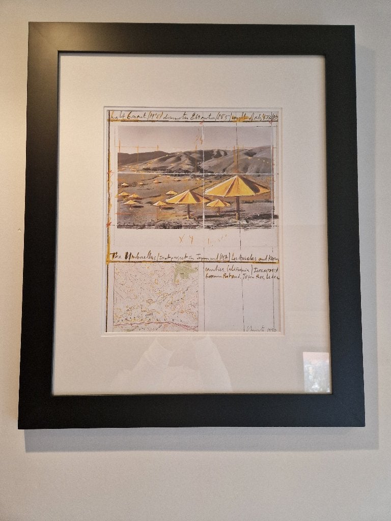 Christo en Jeanne-Claude The Umbrellas 1990, Antiquités & Art, Enlèvement ou Envoi, Abstrait, Lithographie, Avec certificat d'authenticité