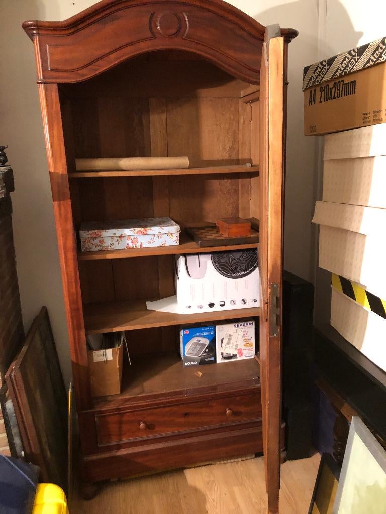mooie antieke kast met spiegel  acajou 1 m. op  220 cm, Antiek en Kunst, Ophalen