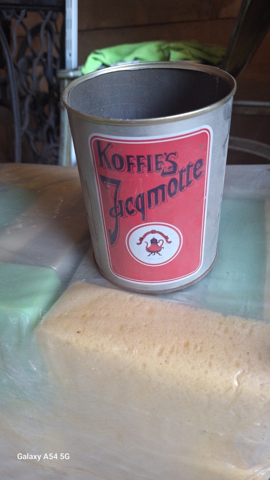 jaqmotte en étain ancien, Collections, Boîte en métal, Enlèvement ou Envoi