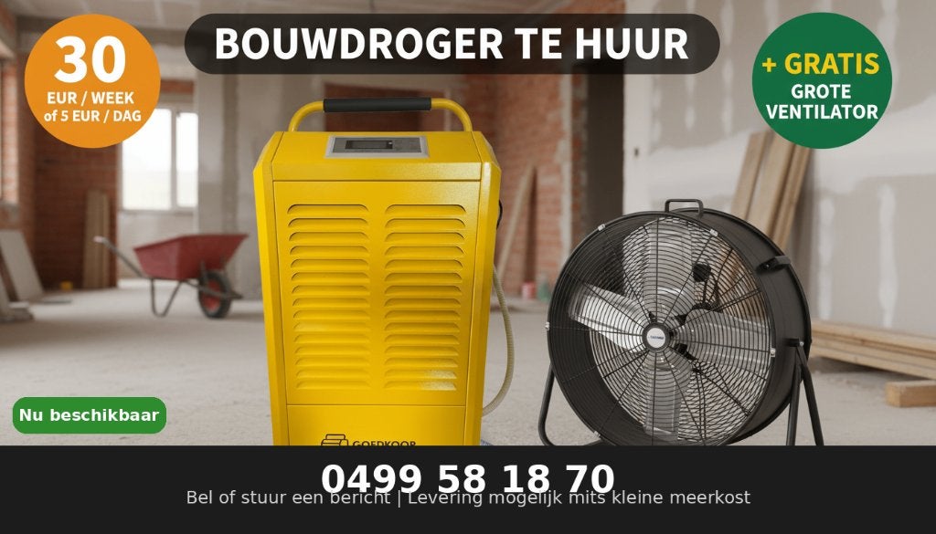 bouwdrogers te huur GOEDKOOPSTE + GRATIS GROTE VENTILATOR, Verzamelen, Elektronische Apparatuur, Ophalen