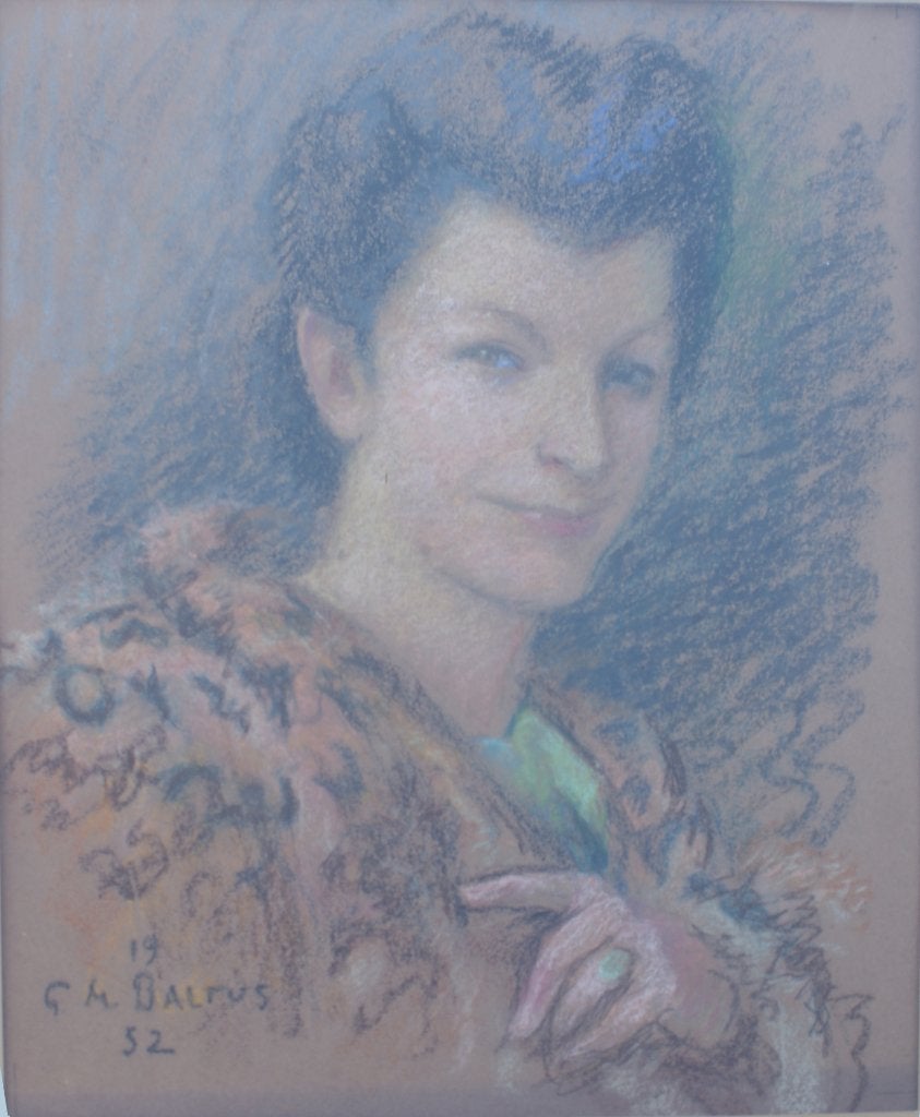Georges M. Baltus (1874-1967): Portret 1952 (53 x 60 cm), Ophalen of Verzenden, Gesigneerd, Pastel