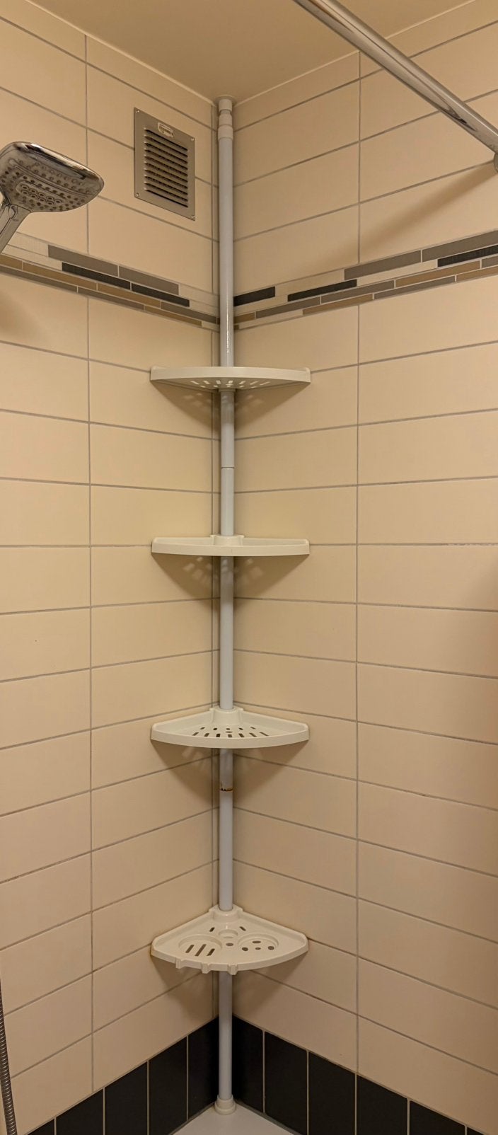 Telescopische douchehoek compact wit - met 4 plankjes, Ophalen, Gebruikt, Wit, Badkamerrek