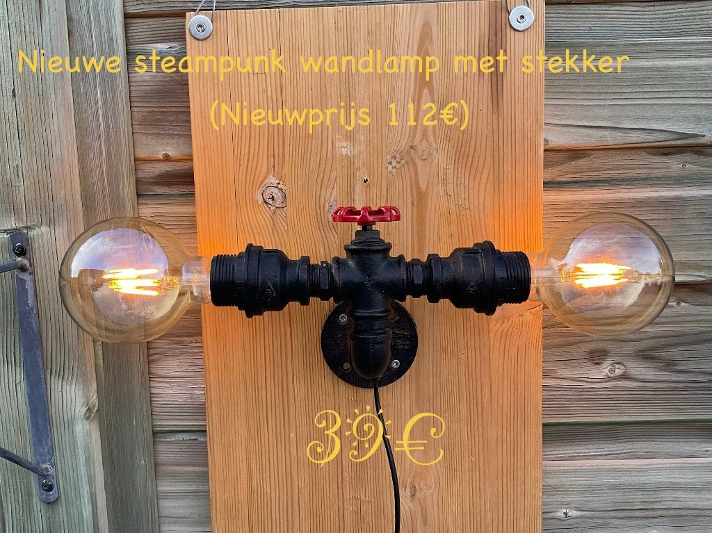Lampe murale vintage Steampunk - NOUVELLE, Maison & Meubles, Neuf, Enlèvement ou Envoi, Applique murale, Marron
