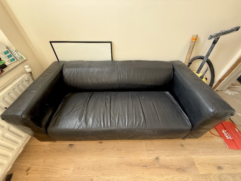 Canapé en cuire à donner, Maison & Meubles, Canapés | Salons, Utilisé, Banc droit, Trois personnes, 150 à 200 cm, 75 à 100 cm