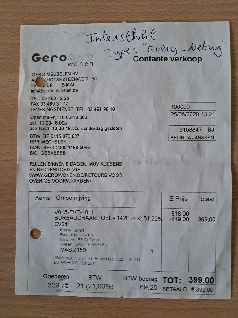 Bureaustoel van merk "Interstuhl", Ophalen, Zwart, Zo goed als nieuw, Bureaustoel