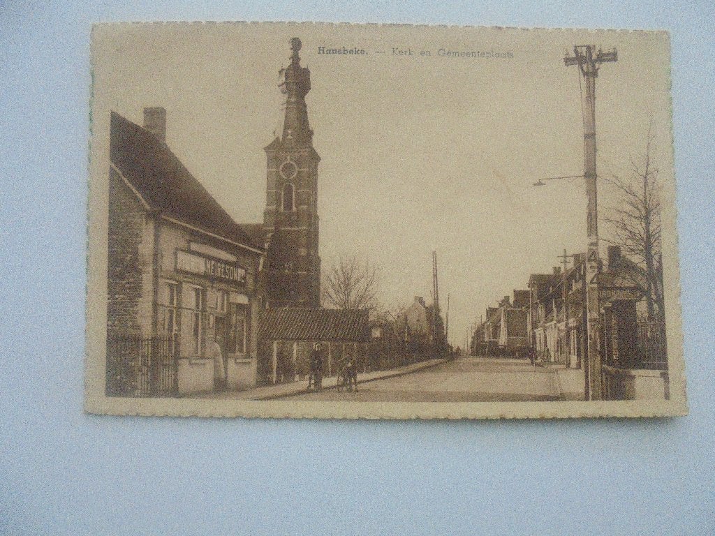 hansbeke -kerk en gemeenteplaats, Verzenden, 1940 tot 1960, Ongelopen, Oost-Vlaanderen