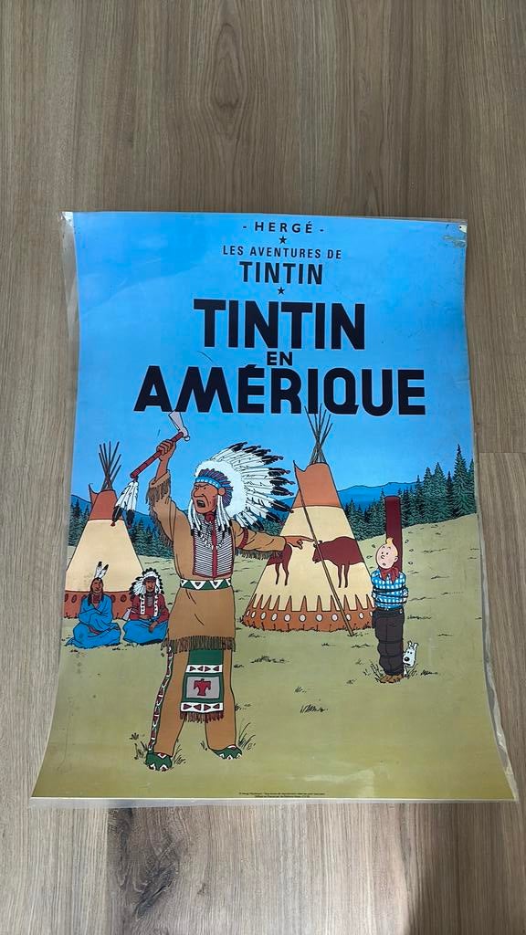 Affiche TINTIN - Tintin en amerique - sous blister, Enlèvement ou Envoi, Comme neuf