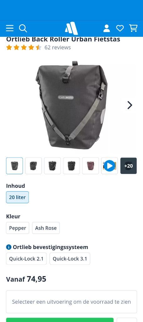 Ortlieb 2.1 fietstas, Fietsen en Brommers, Ophalen, Nieuw, Ortlieb